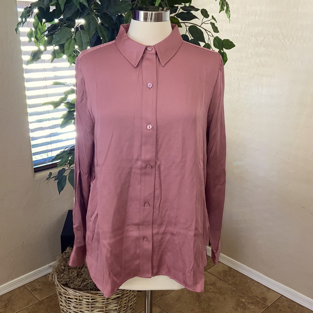 Encore by Idina Menzel Matte Satin Shirt ~ Mauve